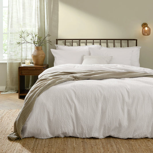 Yard Hebden Seersucker Duvet Cover Set - Chalk