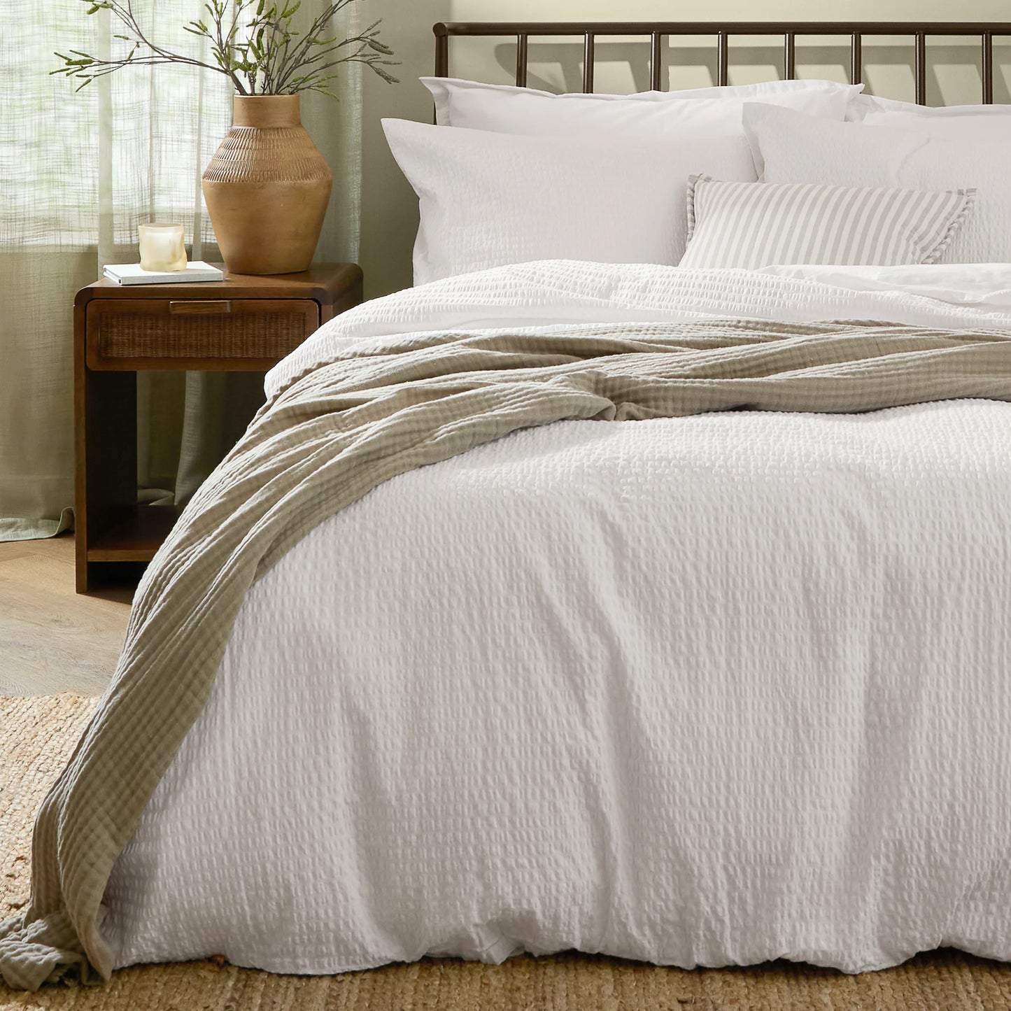 Yard Hebden Seersucker Duvet Cover Set - Chalk