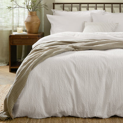 Yard Hebden Seersucker Duvet Cover Set - Chalk