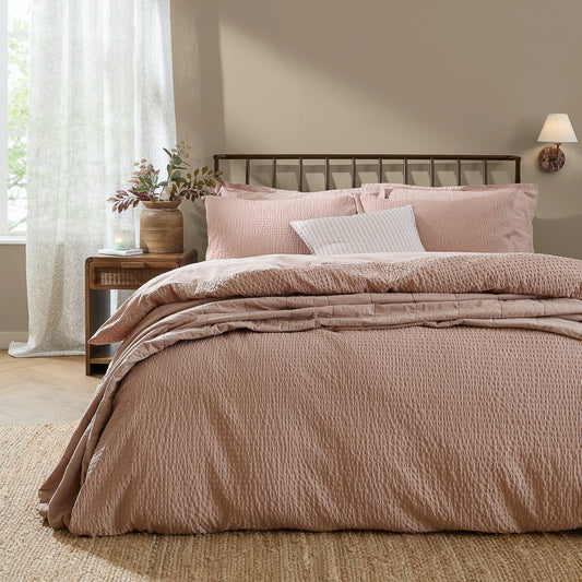 Yard Hebden Seersucker Duvet Cover Set - Cotta