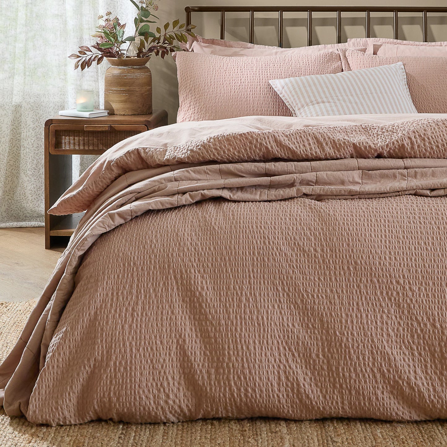 Yard Hebden Seersucker Duvet Cover Set - Cotta
