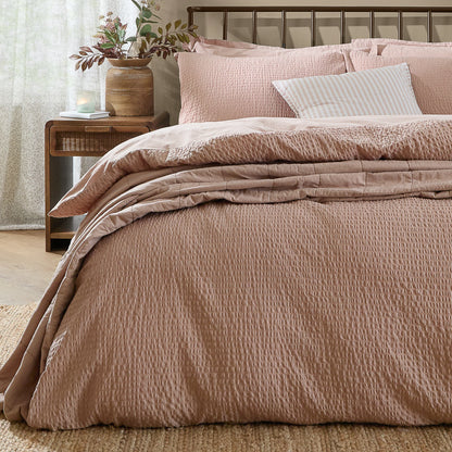 Yard Hebden Seersucker Duvet Cover Set - Cotta