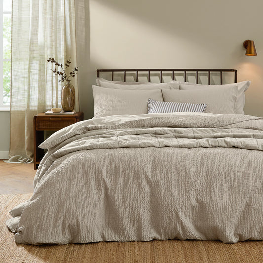 Yard Hebden Seersucker Duvet Cover Set - Stone
