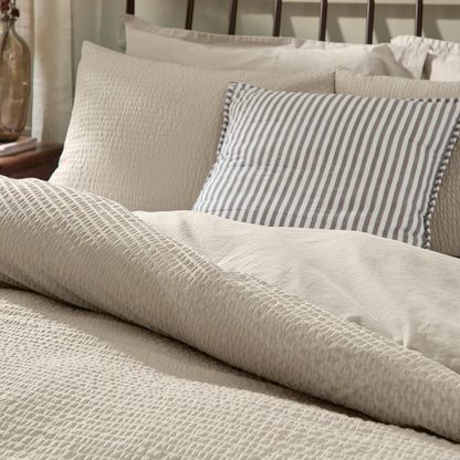 Yard Hebden Seersucker Duvet Cover Set - Stone
