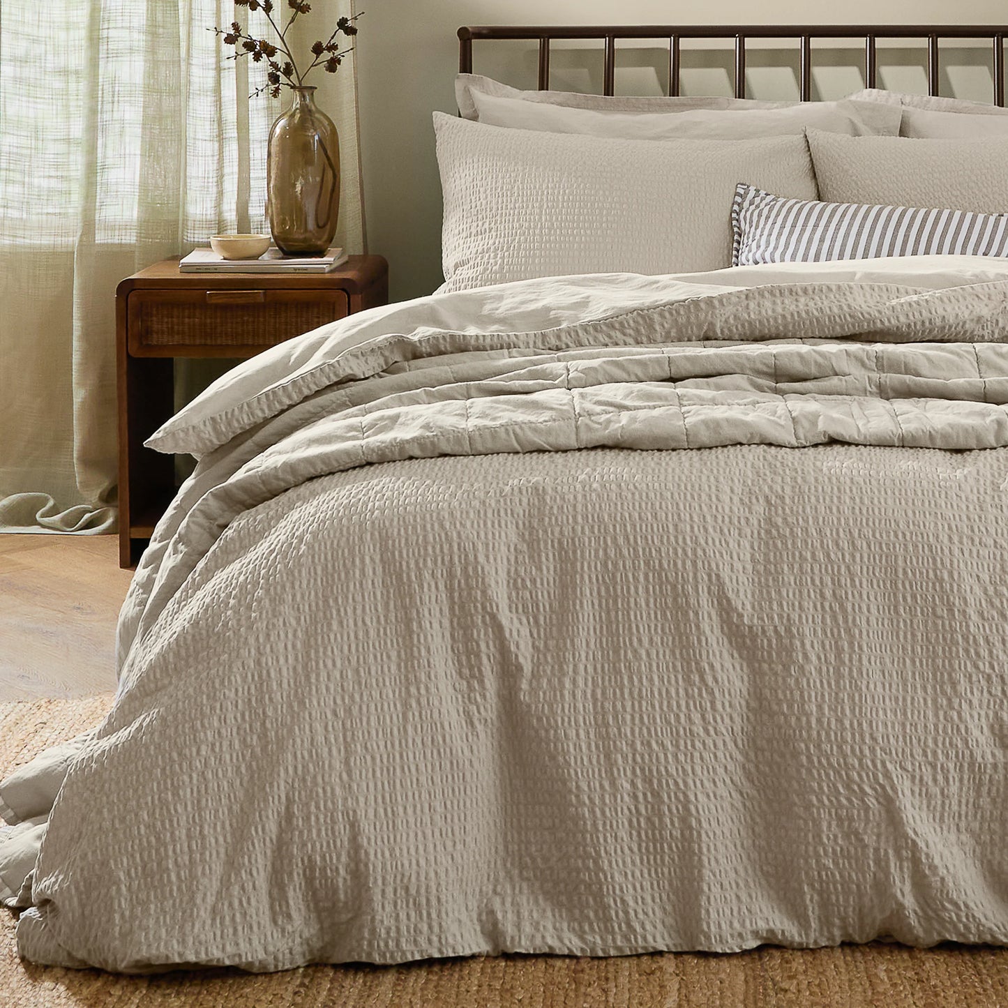 Yard Hebden Seersucker Duvet Cover Set - Stone