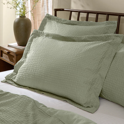Yard Hebden Seersucker Duvet Cover Set - Bay Green