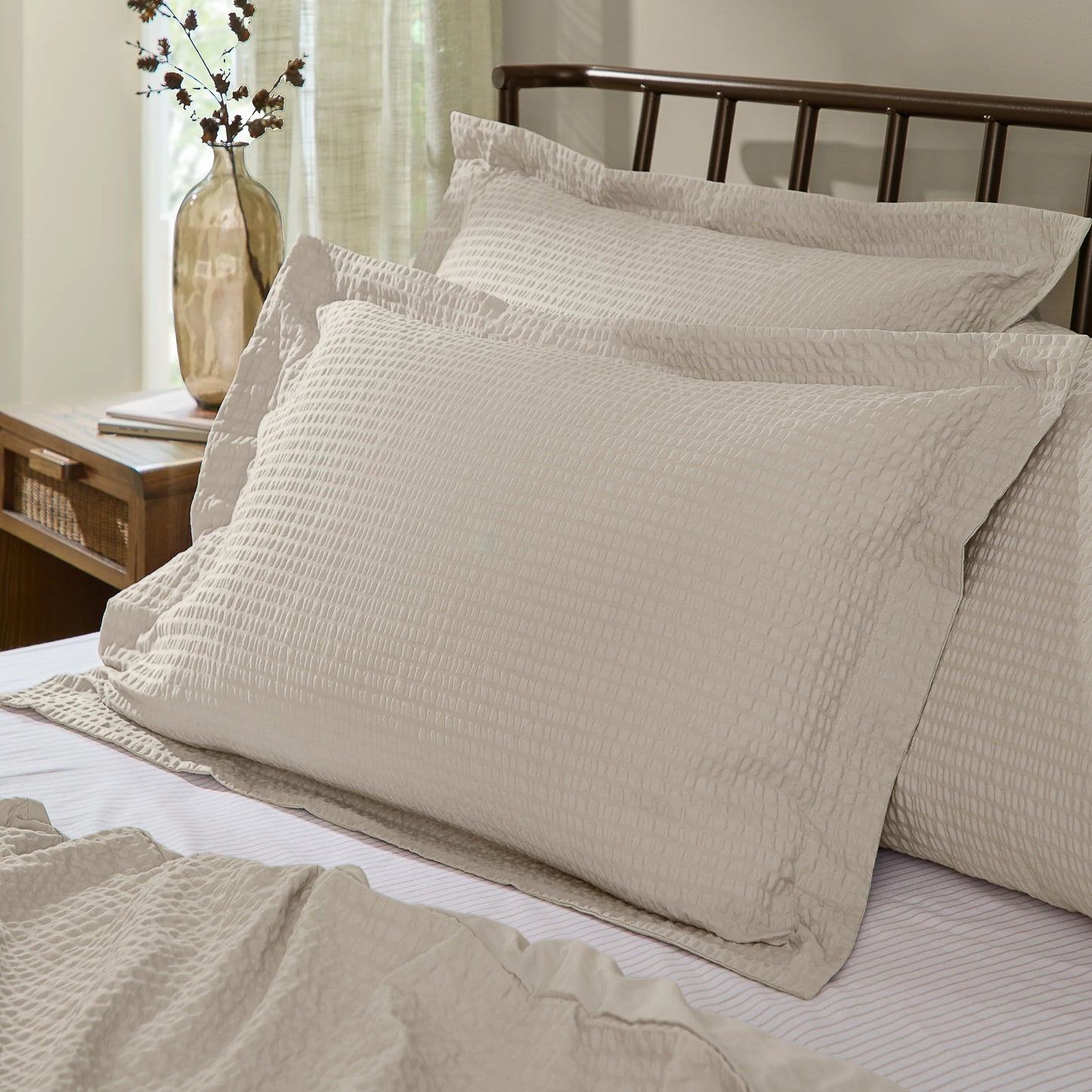 Yard Hebden Seersucker Duvet Cover Set - Stone