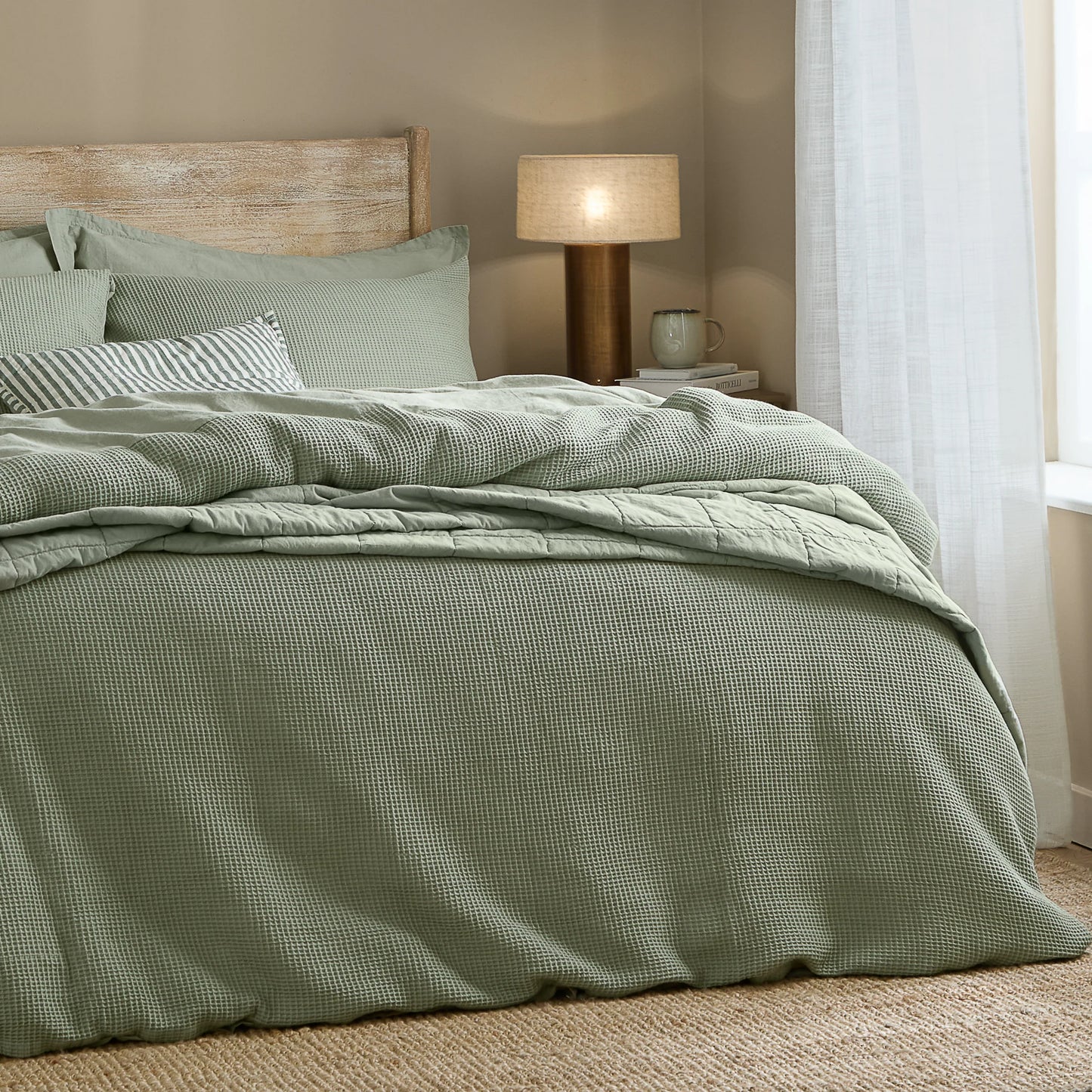 Yard Hebden Relaxed Waffle Duvet Cover Set - Bay Green
