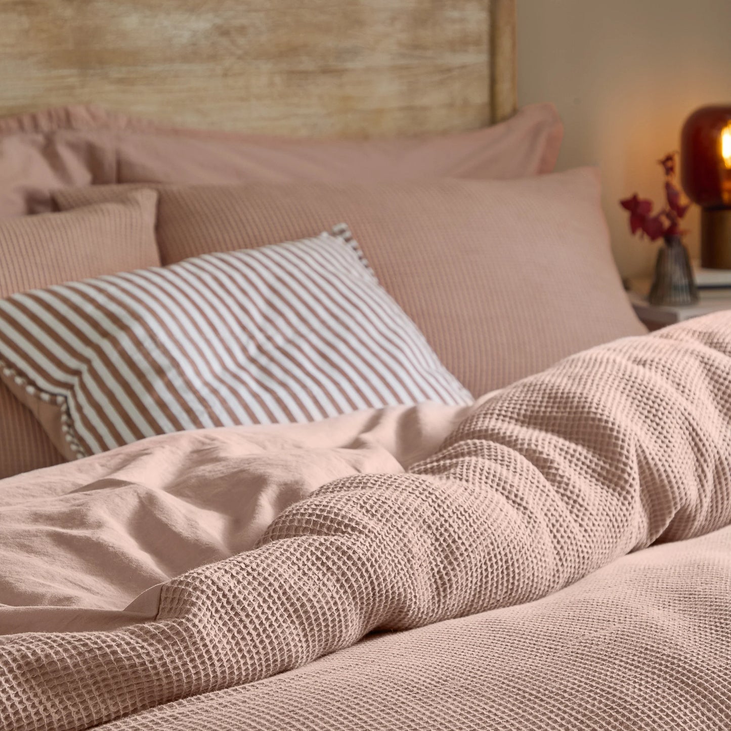 Yard Hebden Relaxed Waffle Duvet Cover Set - Cotta