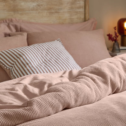 Yard Hebden Relaxed Waffle Duvet Cover Set - Cotta