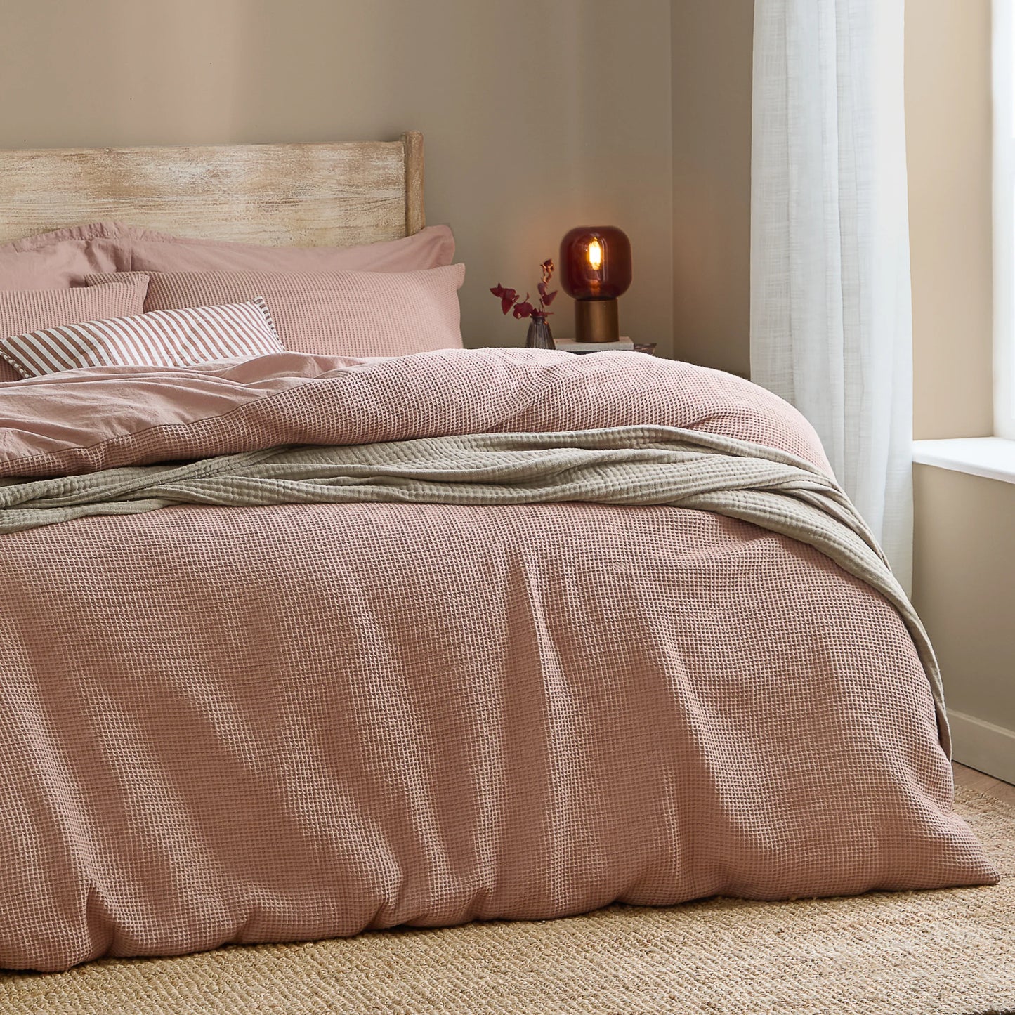 Yard Hebden Relaxed Waffle Duvet Cover Set - Cotta