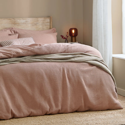 Yard Hebden Relaxed Waffle Duvet Cover Set - Cotta
