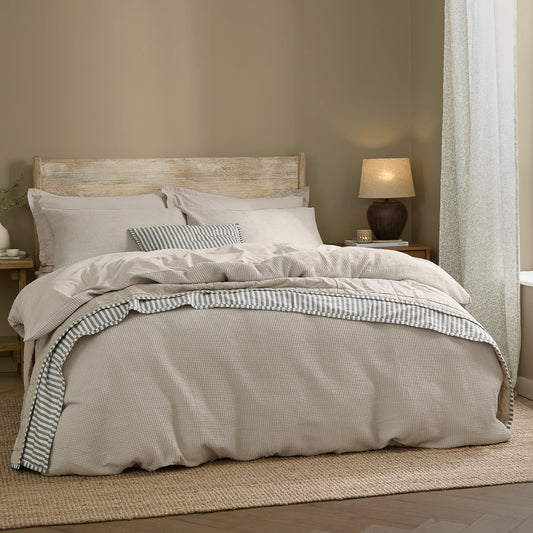 Yard Hebden Relaxed Waffle Duvet Cover Set - Stone