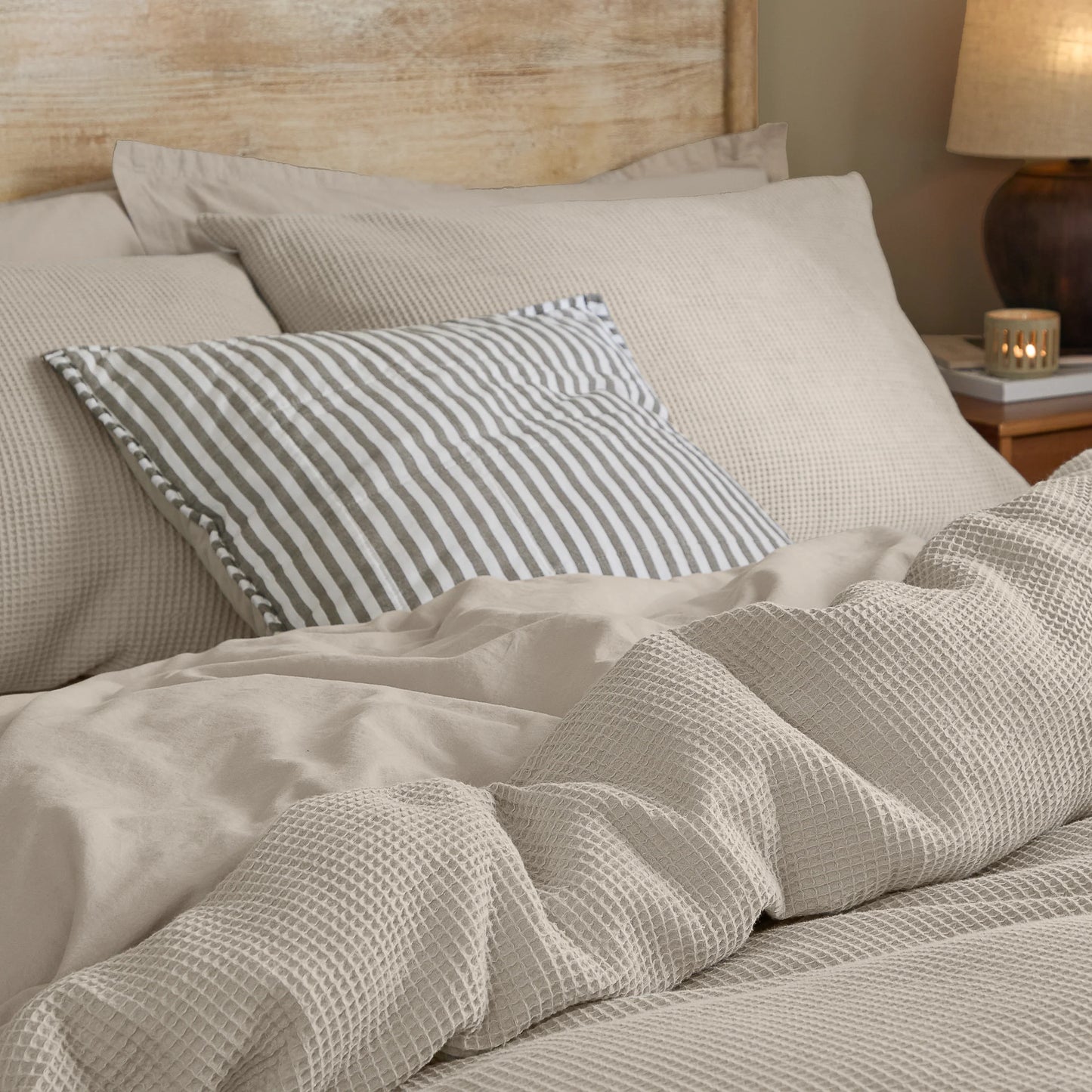 Yard Hebden Relaxed Waffle Duvet Cover Set - Stone