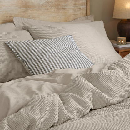 Yard Hebden Relaxed Waffle Duvet Cover Set - Stone