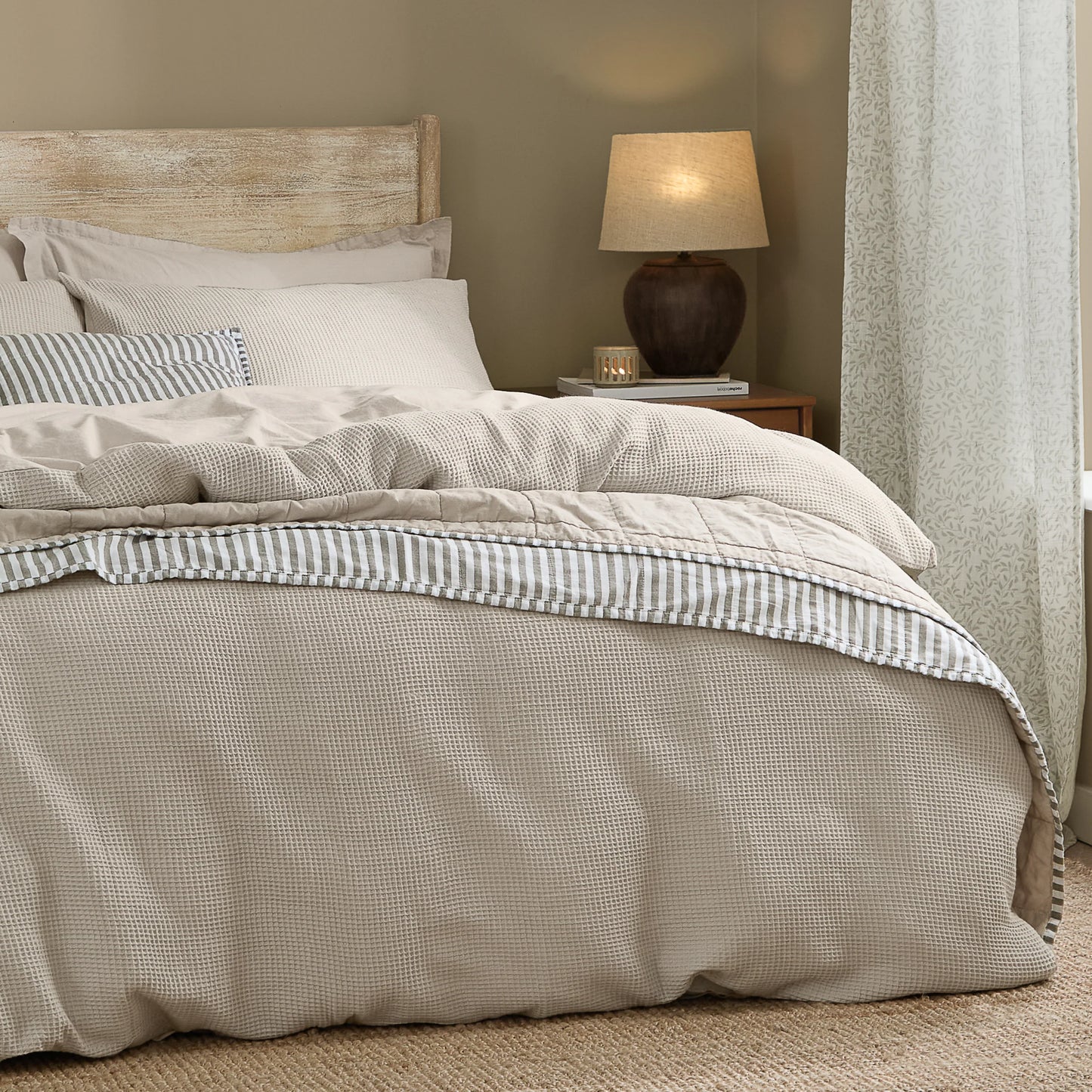 Yard Hebden Relaxed Waffle Duvet Cover Set - Stone