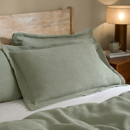 Yard Hebden Relaxed Waffle Duvet Cover Set - Bay Green