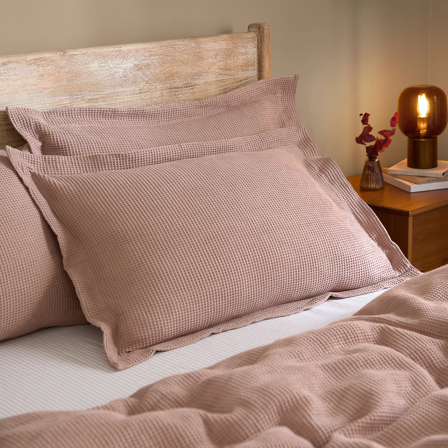 Yard Hebden Relaxed Waffle Duvet Cover Set - Cotta