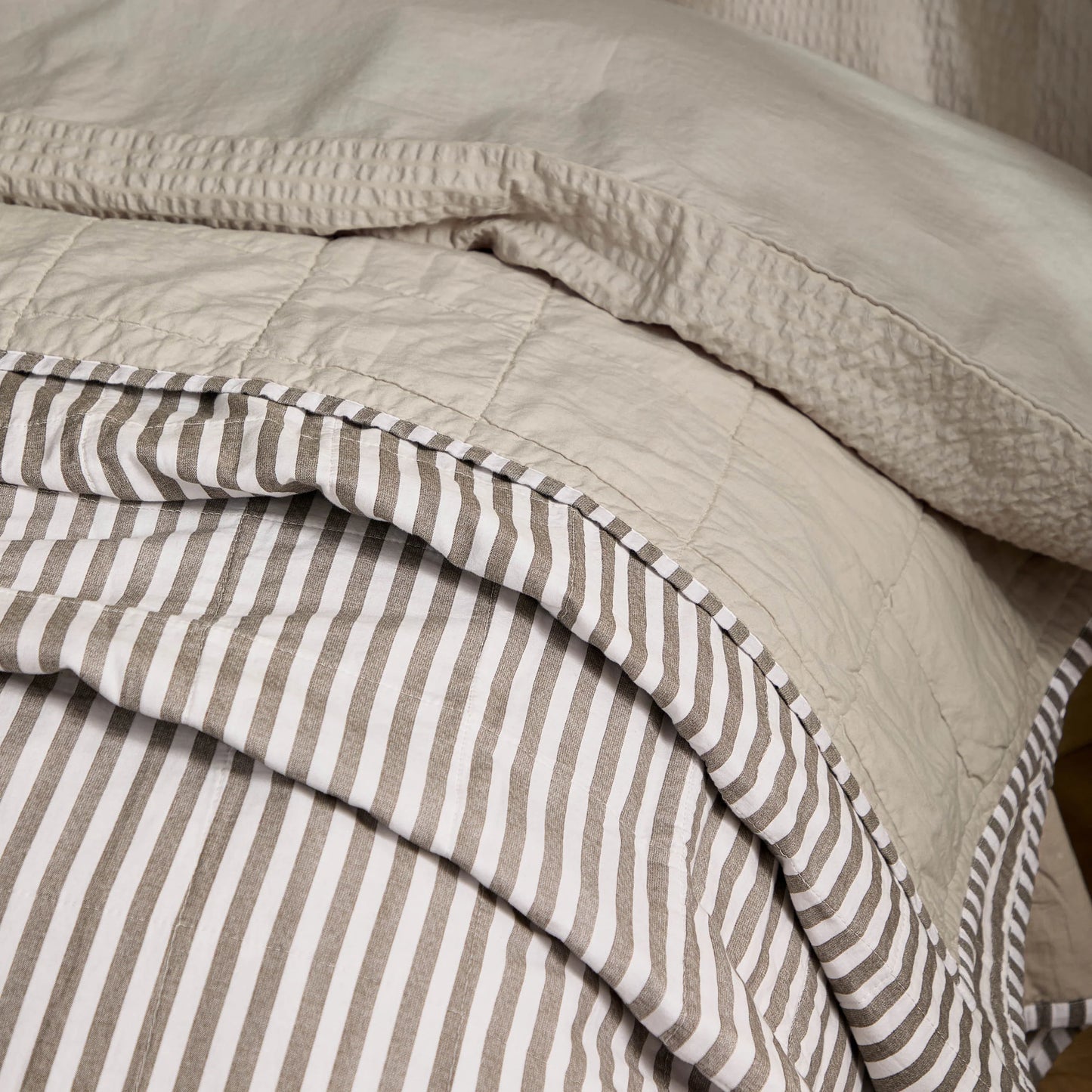 Yard Hebden Quilted Bedspread - Mole/Stone