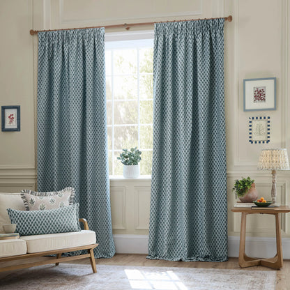 Sanderson Hutton Pencil Pleat Curtains - Blue