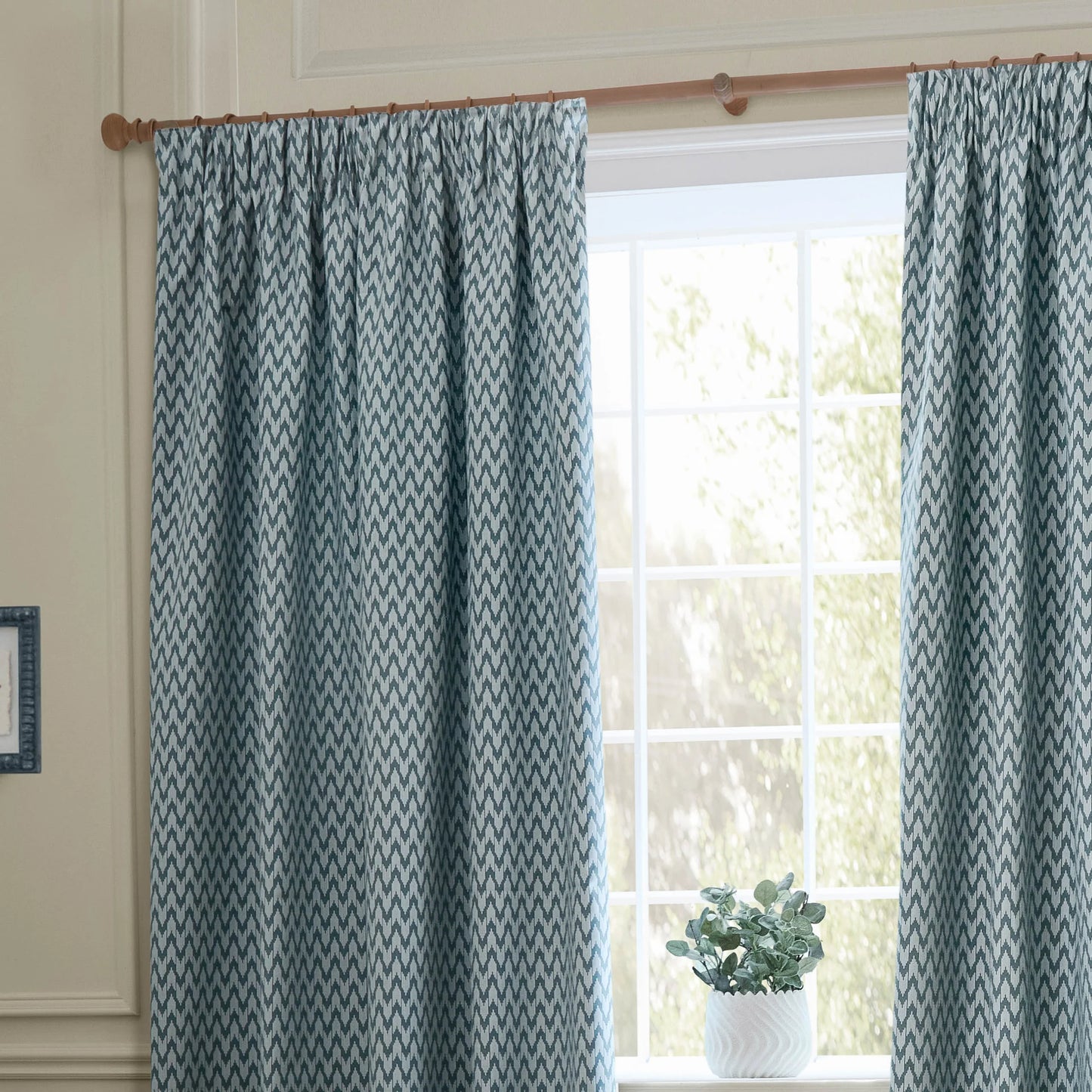 Sanderson Hutton Pencil Pleat Curtains - Blue