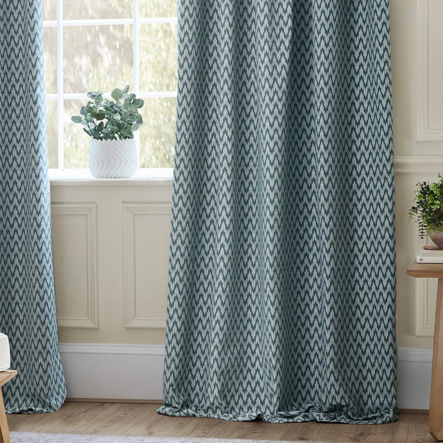 Sanderson Hutton Pencil Pleat Curtains - Blue