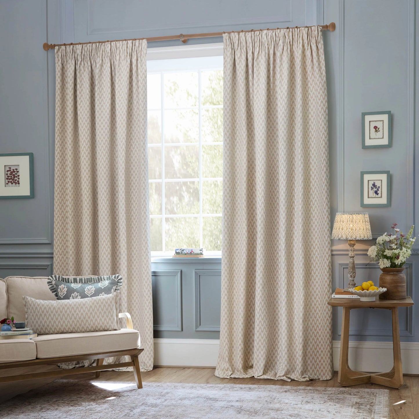 Sanderson Hutton Pencil Pleat Curtains - Linen