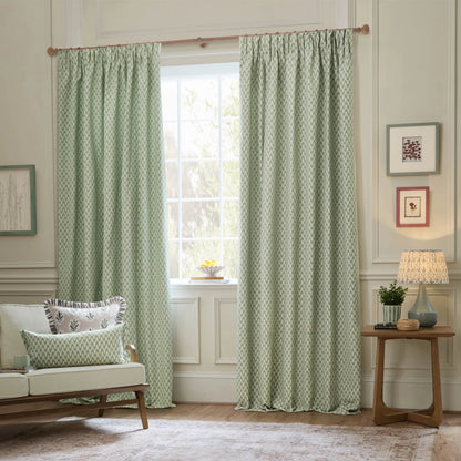 Sanderson Hutton Pencil Pleat Curtains - Sage