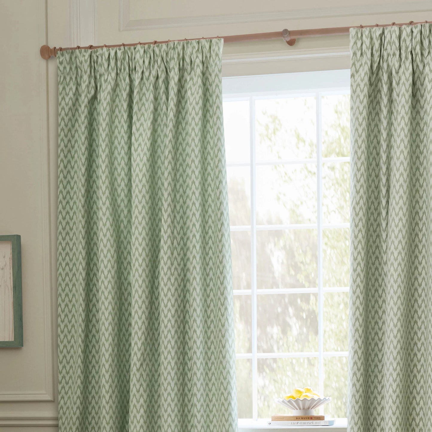 Sanderson Hutton Pencil Pleat Curtains - Sage