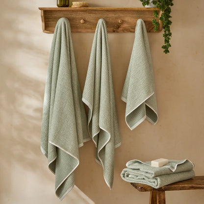 Yard Hebden Waffle Bath Towels - Bay Green