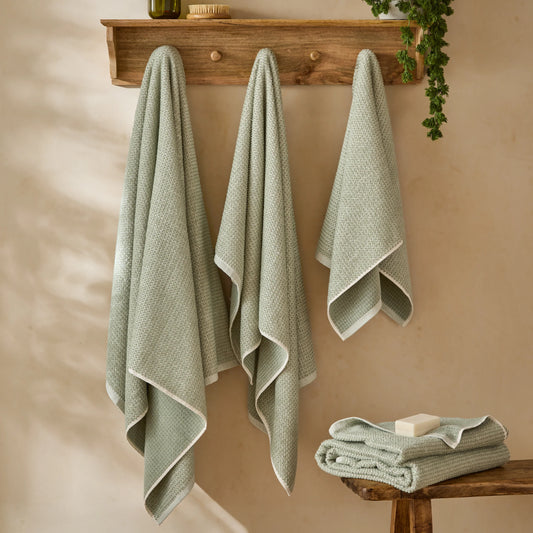 Yard Hebden Waffle Bath Towels - Bay Green