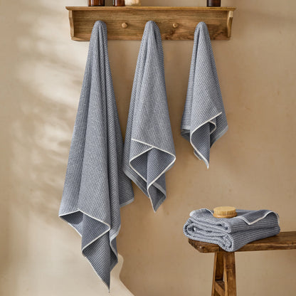 Yard Hebden Waffle Bath Towels - Denim Blue