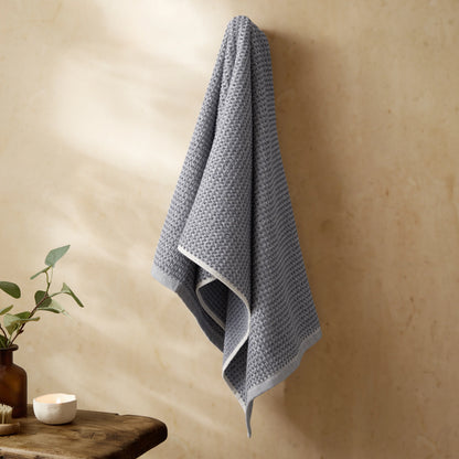 Yard Hebden Waffle Bath Towels - Denim Blue