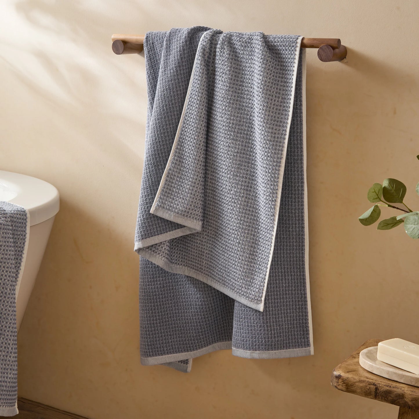 Yard Hebden Waffle Bath Towels - Denim Blue