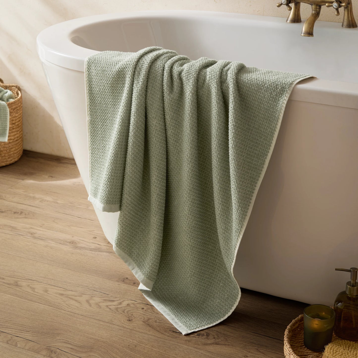 Yard Hebden Waffle Bath Towels - Bay Green