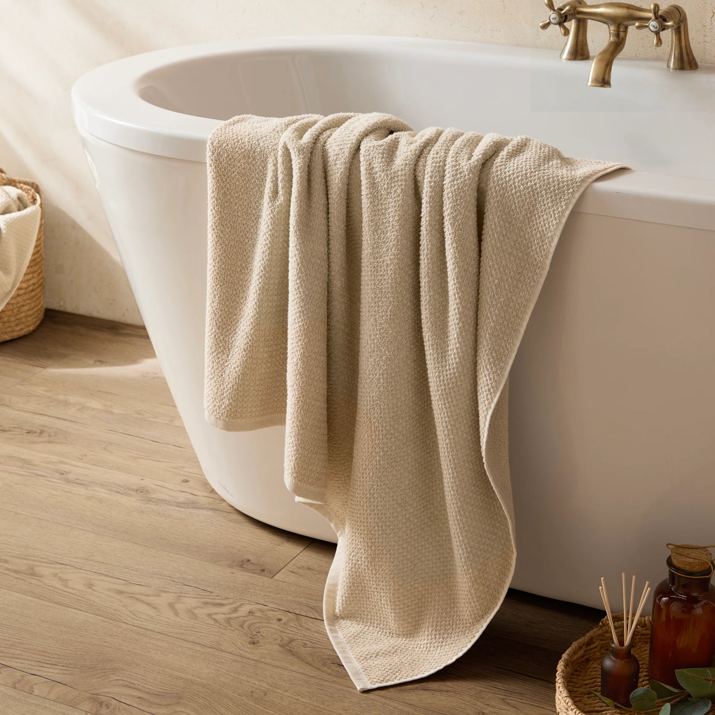Yard Hebden Waffle Bath Towels - Stone