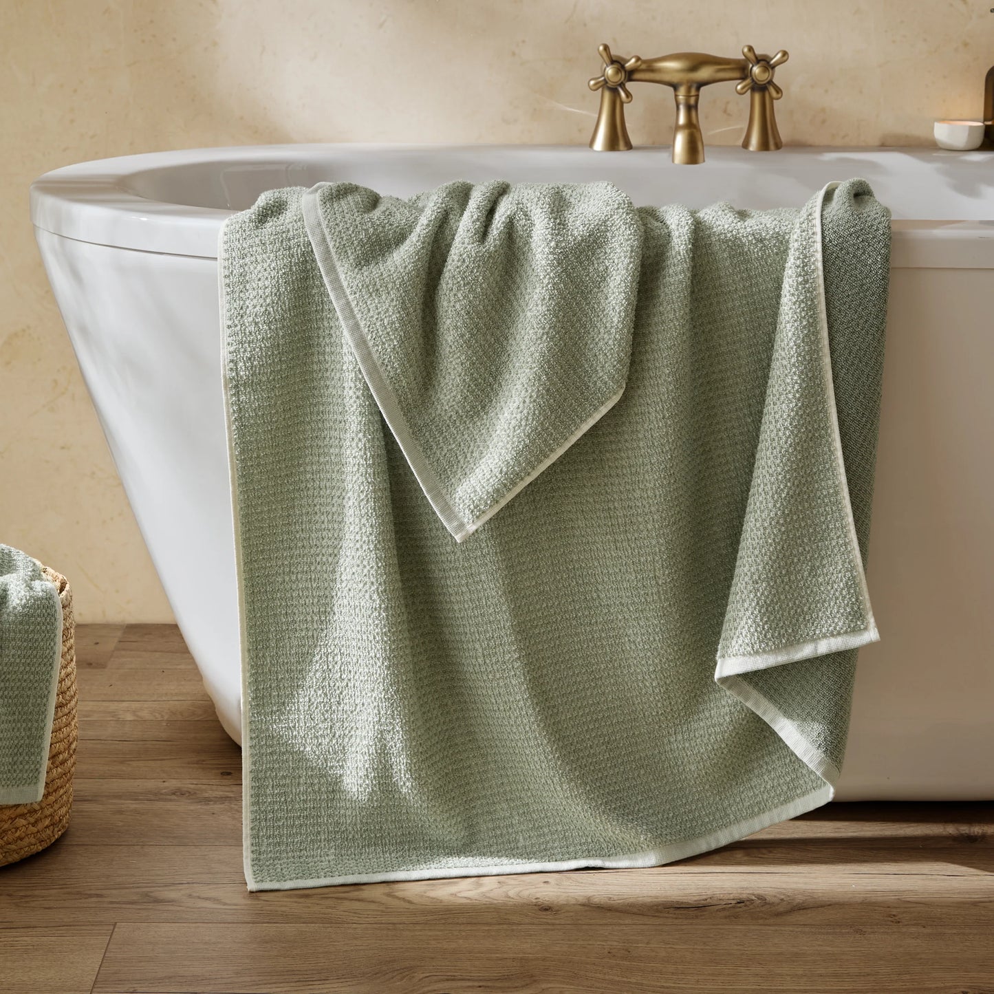 Yard Hebden Waffle Bath Towels - Bay Green