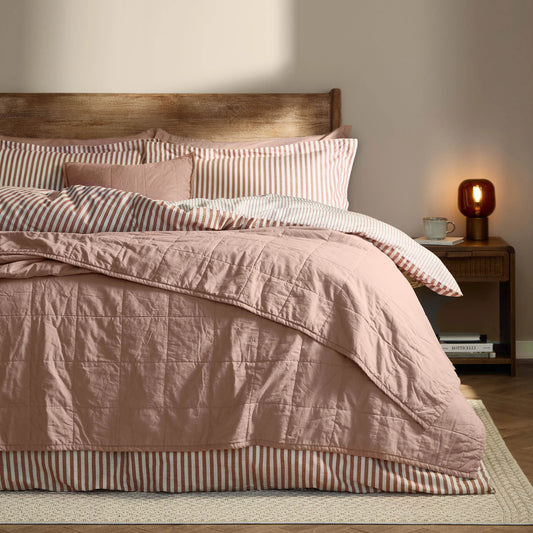 Yard Hebden Washed Cotton Bedspread - Cotta