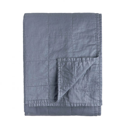 Yard Hebden Washed Cotton Bedspread - Denim Blue