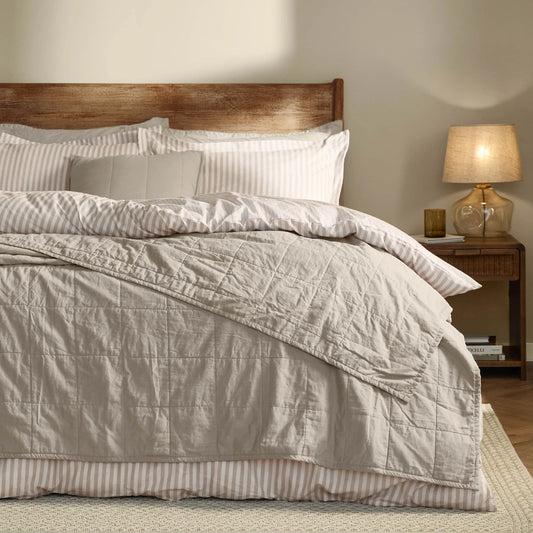Yard Hebden Washed Cotton Bedspread - Stone
