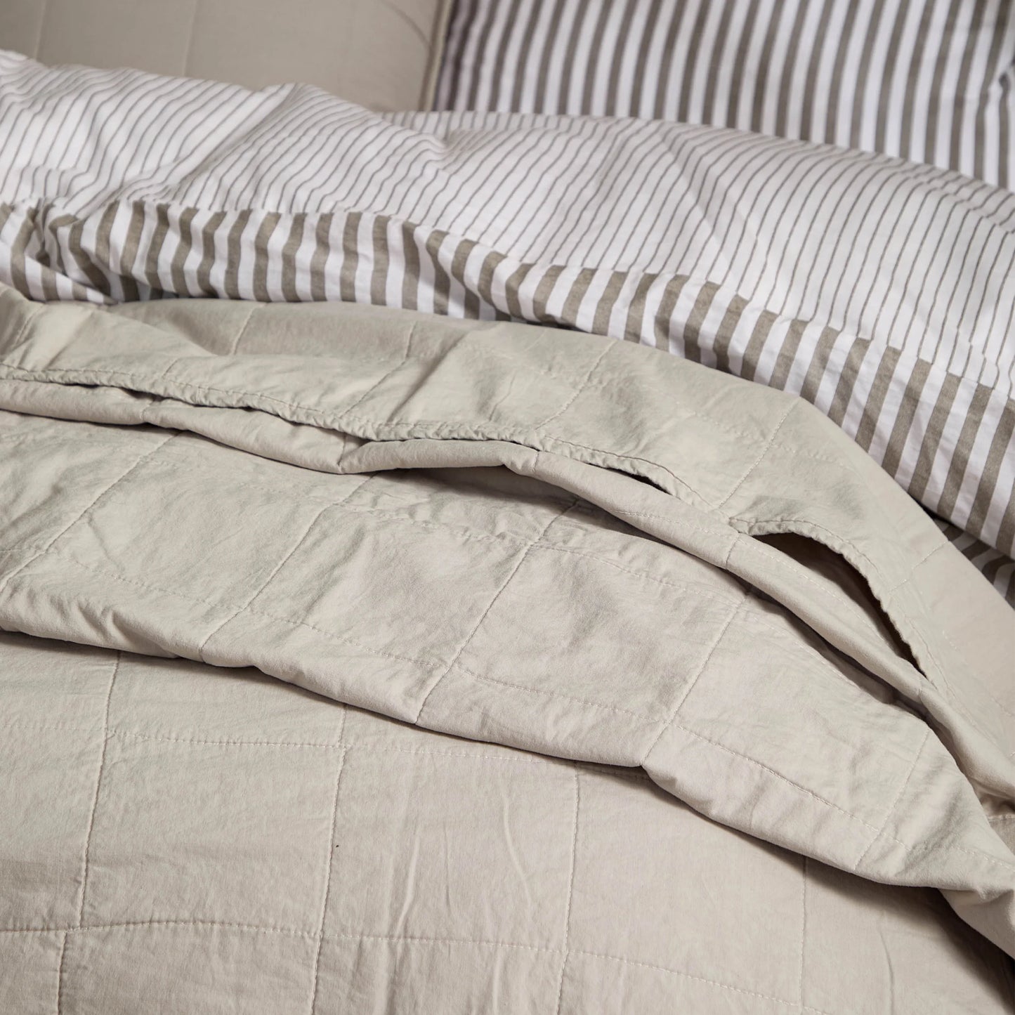 Yard Hebden Washed Cotton Bedspread - Stone