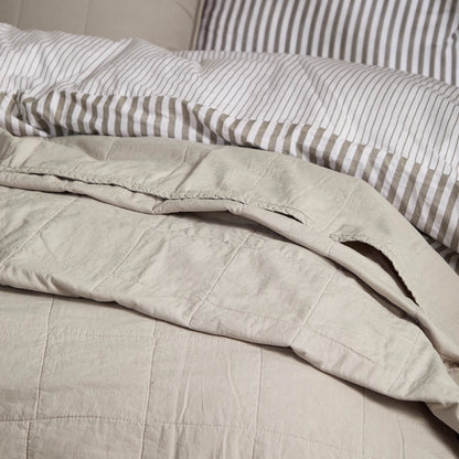 Yard Hebden Washed Cotton Bedspread - Stone