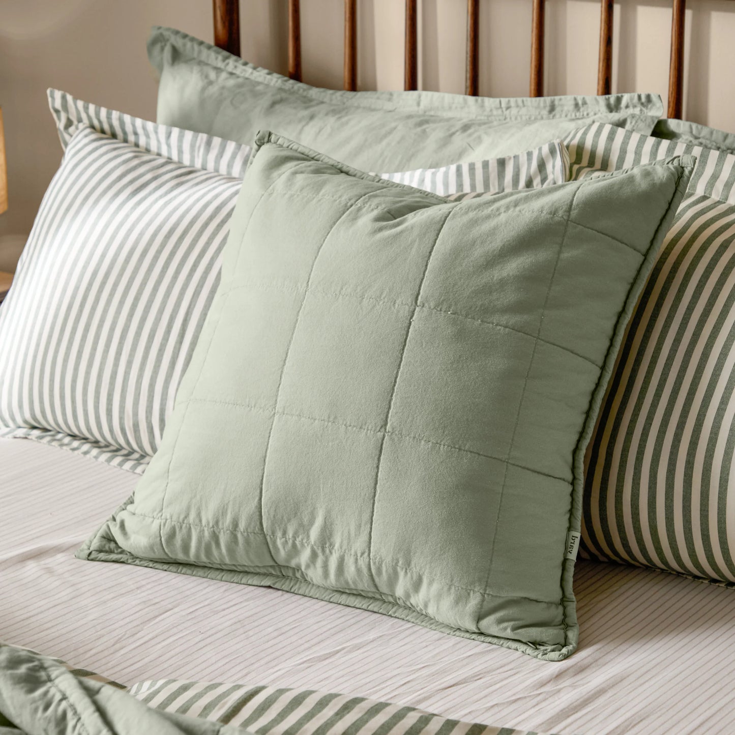 Yard Hebden Washed Cotton Cushion - Bay Green