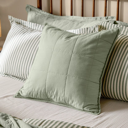Yard Hebden Washed Cotton Cushion - Bay Green