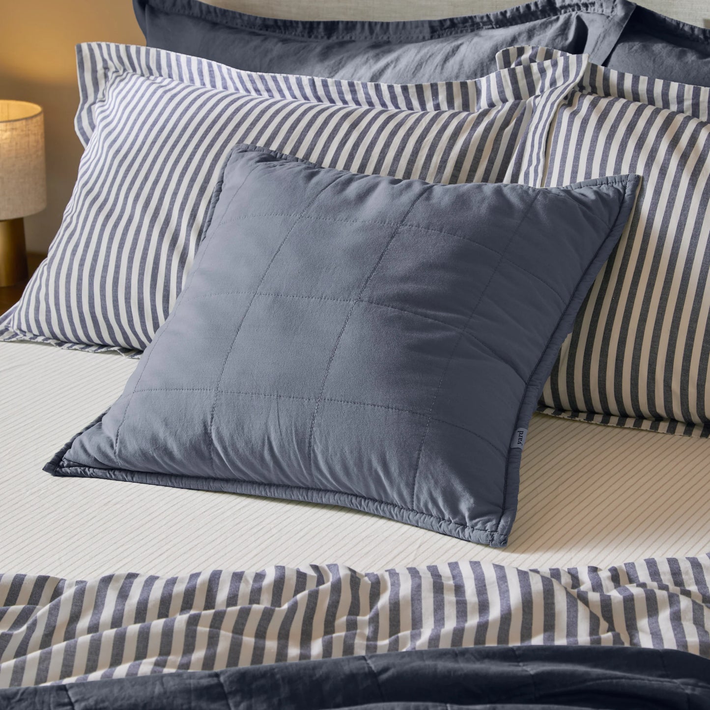 Yard Hebden Washed Cotton Cushion - Denim Blue