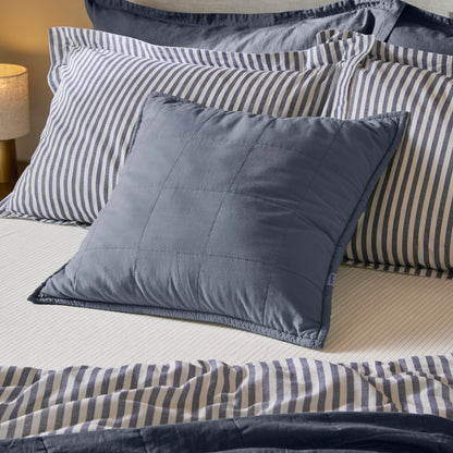 Yard Hebden Washed Cotton Cushion - Denim Blue