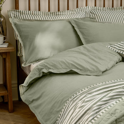 Yard Hebden Washed Cotton Duvet Cover Set - Bay Green