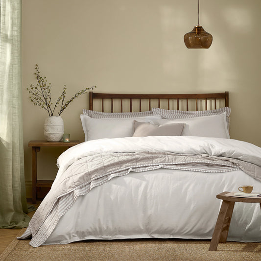 Yard Hebden Washed Cotton Duvet Cover Set - Chalk