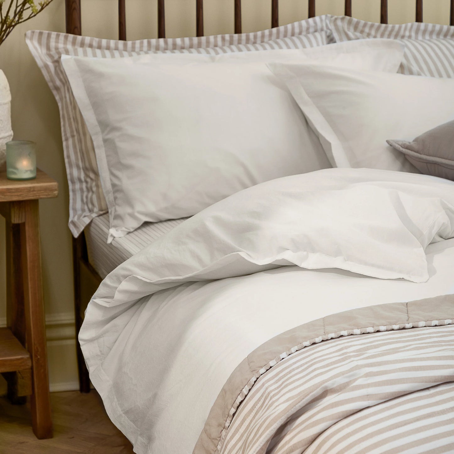 Yard Hebden Washed Cotton Duvet Cover Set - Chalk