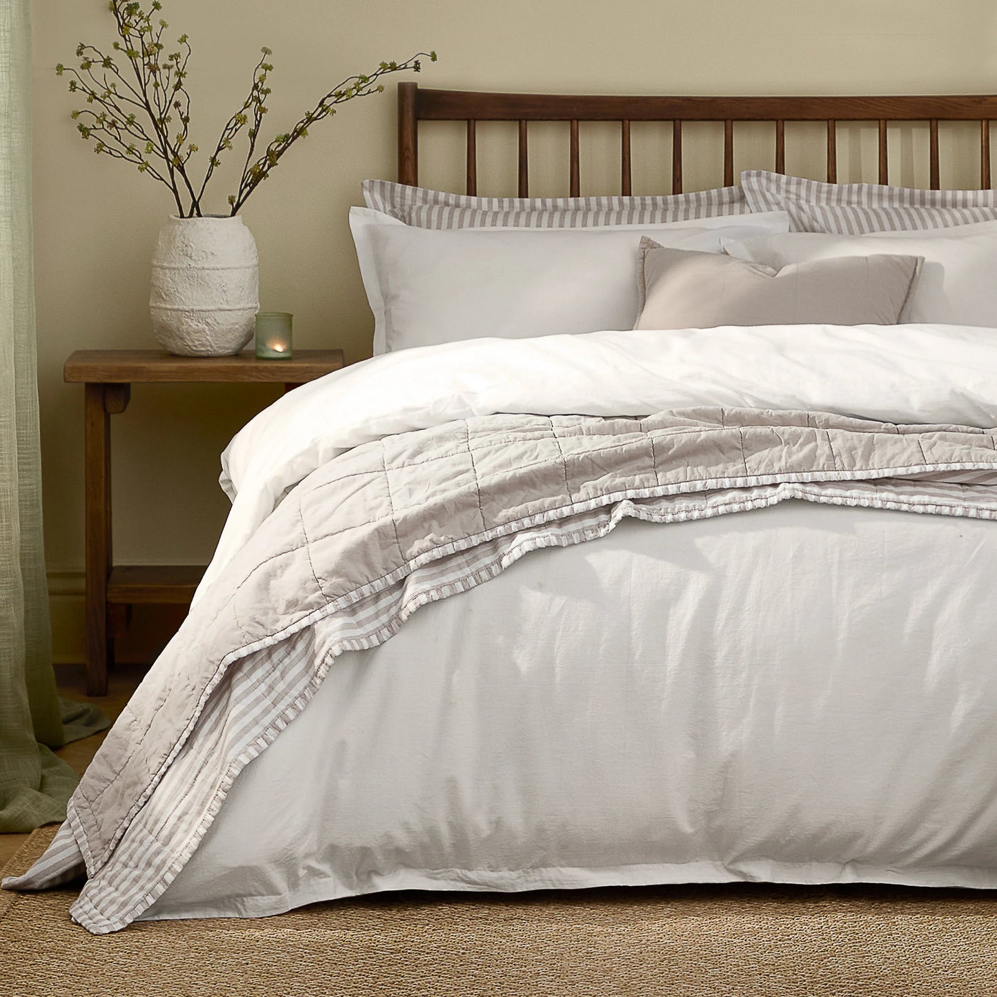 Yard Hebden Washed Cotton Duvet Cover Set - Chalk